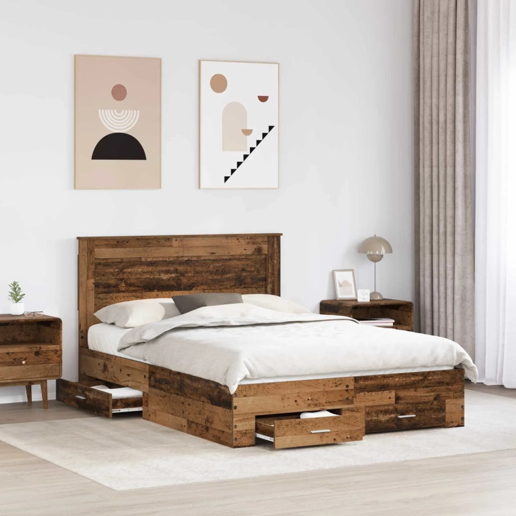 Struttura del letto con cassetto con testiera-Letto con Cassetti e Testiera Legno multistrato 278302
