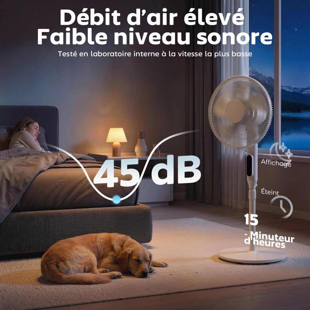 Ventilatore da pavimento 45 cm con telecomando e APP ¨C zephmum ¨C bianco