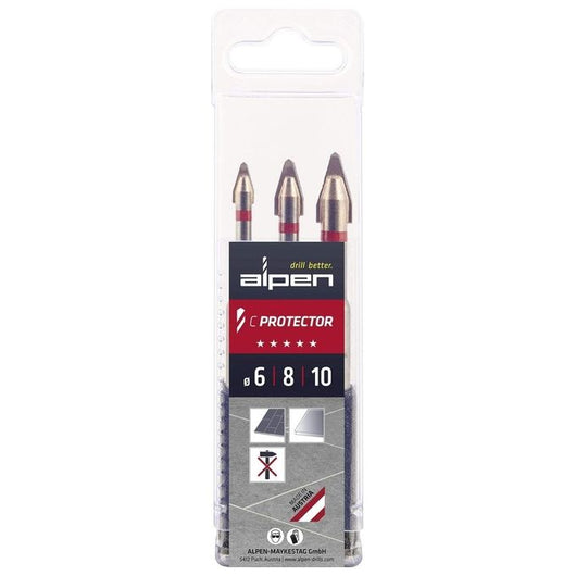Alpen Punte per Trapano C PROTECTOR 3 Pezzi 6-8-10