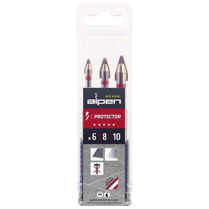 Alpen Punte per Trapano C PROTECTOR 3 Pezzi 6-8-10