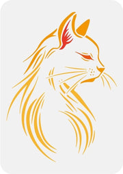 Profilo Gatto Grande Stencil 29,7 x 21 cm - Stencil per Dipinti di Gatti per Pareti - Template Reutilizzabile per Temi Animali Disegno