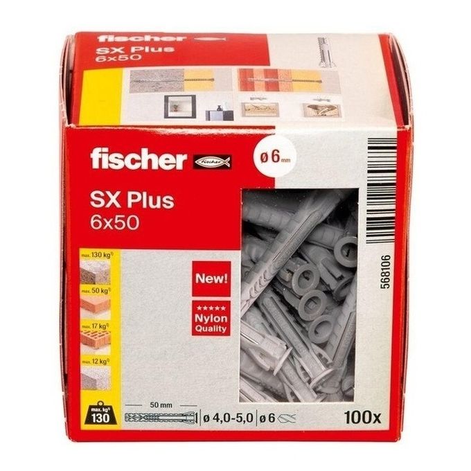 Fischer 568106 ancoraggio a vite e tassello 100 pz Tassello di espansione 50 mm