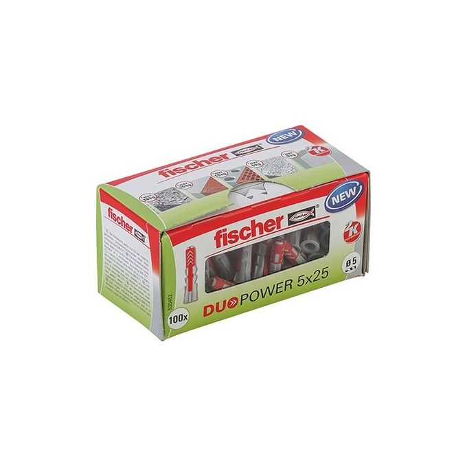 Fischer DUOPOWER 5 x 25 LD spina 100 pz Plastica Rotondo