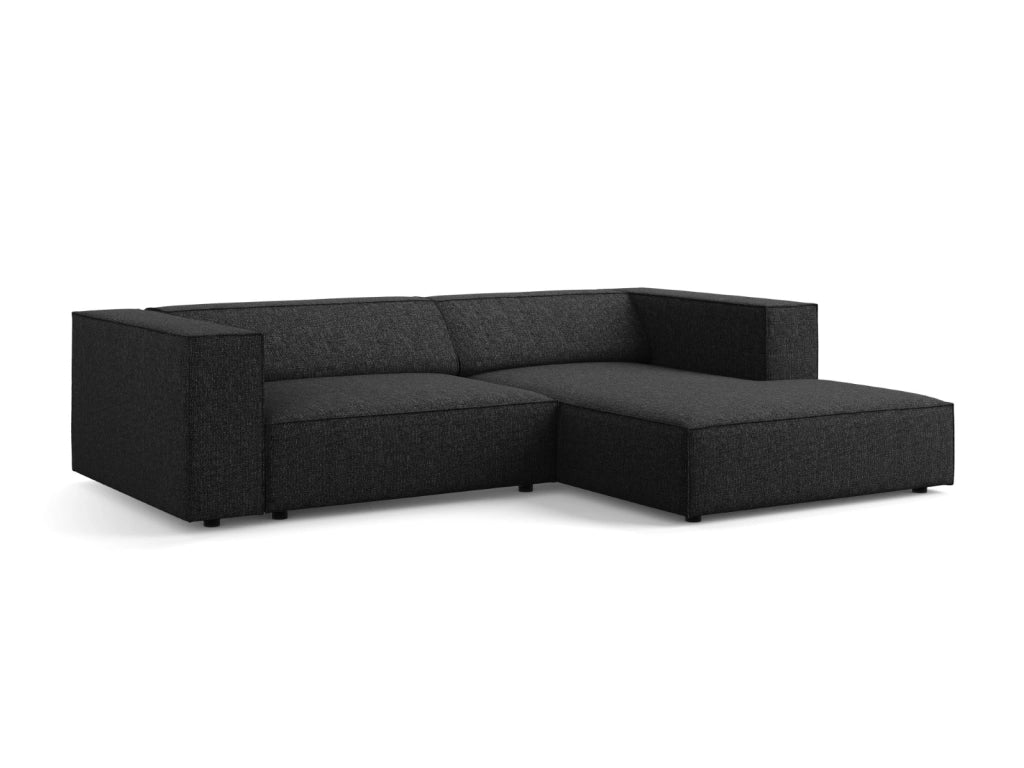 Cosmopolitan Design - Divano angolare destro "Arendal" 3 posti in ciniglia nero 