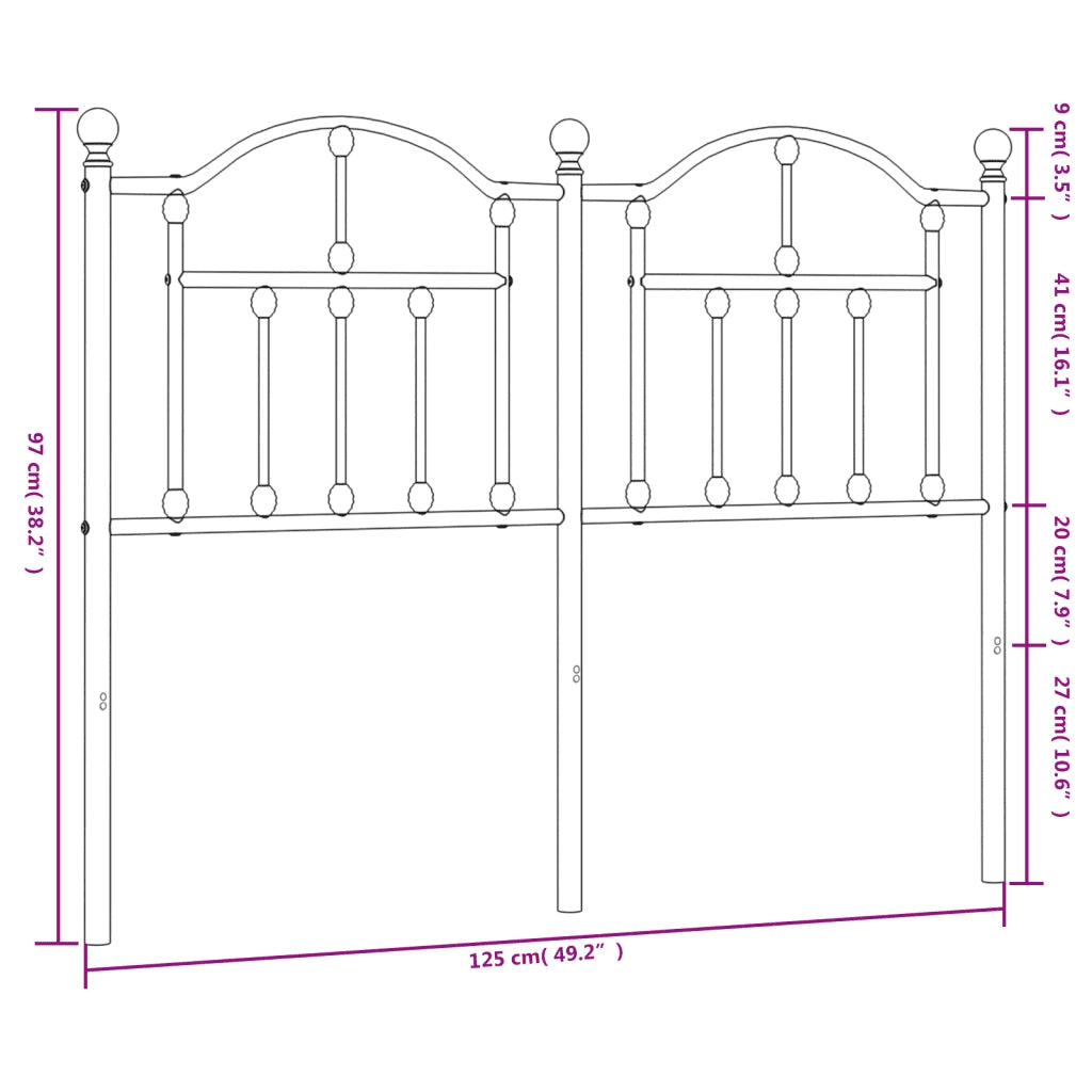 Testiera | Testata di Ricambio in Metallo Nero 120 cm