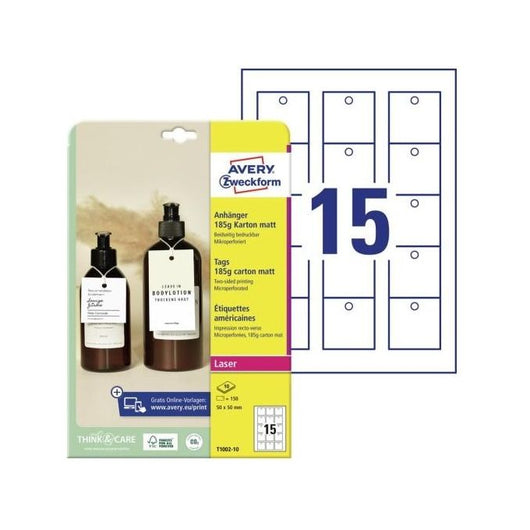 Avery Tags Bianco Etichetta per stampante non adesiva