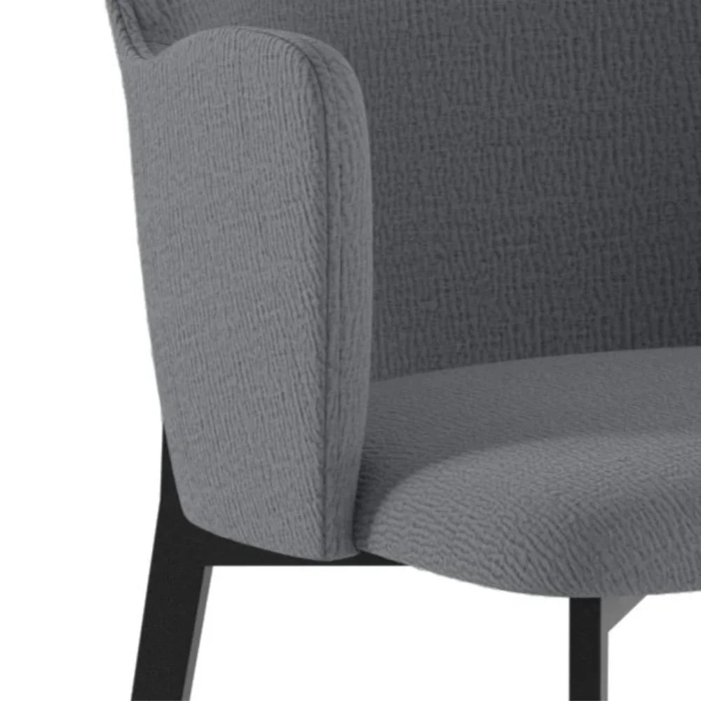 Set di 4 sedie da pranzo imbottite in tessuto grigio chiaro Flow con struttura in metallo facili da pulire | Duzzle