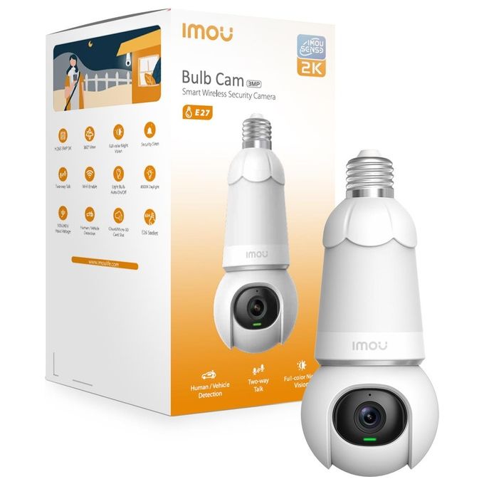 Imou Bulb Cam Telecamera di sicurezza motorizzata con attacco E27 con luce da 3W. Ideale per box, garage e dentro casa