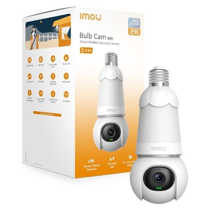 Imou Bulb Cam Telecamera di sicurezza motorizzata con attacco E27 con luce da 3W. Ideale per box, garage e dentro casa