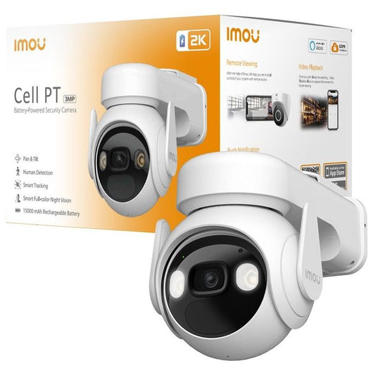 Imou Cell PT - Telecamera da Esterno a batteria con risoluzione 2K (3MP), Rilevamento Movimento/Umano, Visione Notturna a Colori, Audio Bidirezionale, IP66