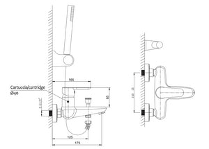 Rubinetto per vasca completo, moderno