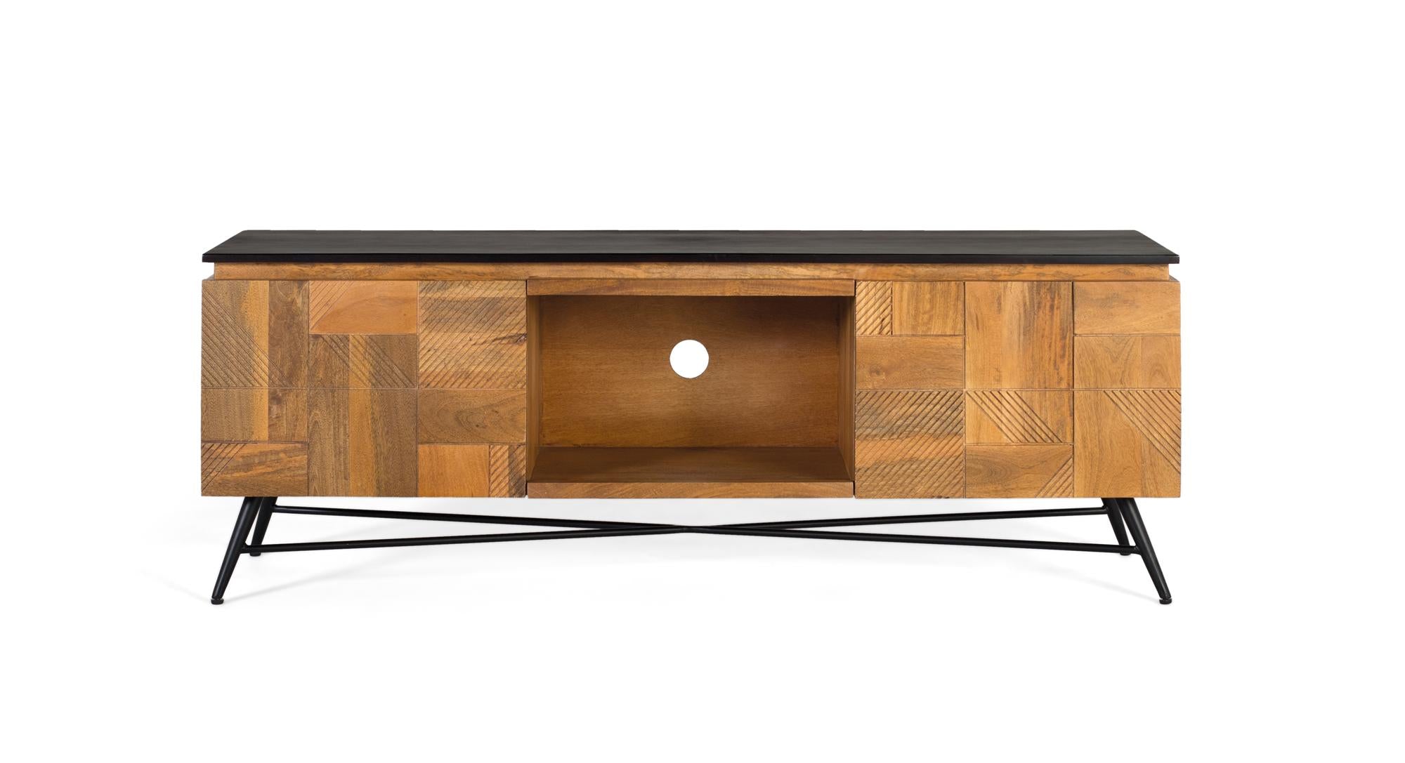 Mobile porta TV in legno di mango con finitura naturale 150 cm