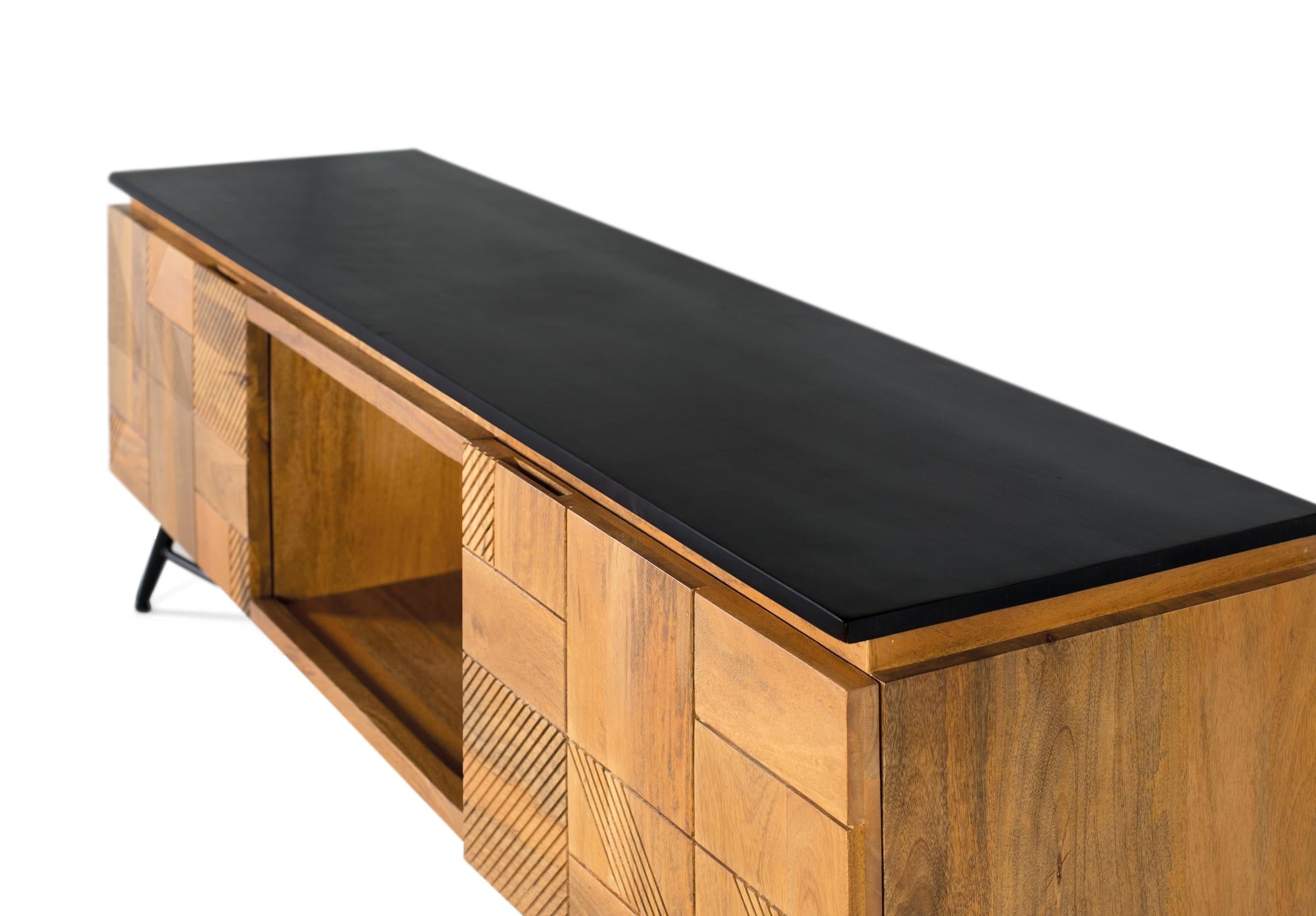 Mobile porta TV in legno di mango con finitura naturale 150 cm