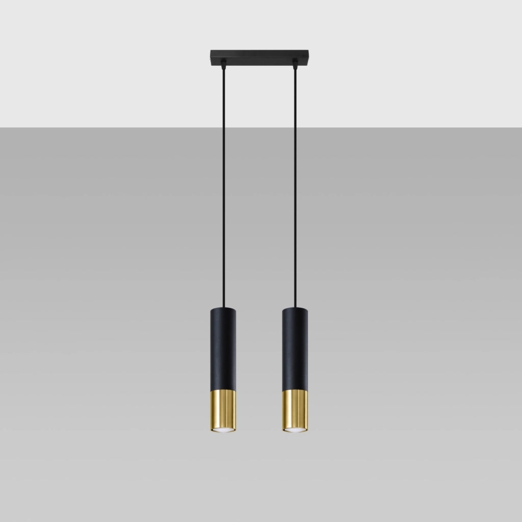 Lampada tubolare in acciaio nero oro moderno LOOPEZ 2x GU10 LED Max 10W