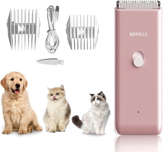 Kit per Clipper per Cani - Raschiatrice elettrica senza ronzio - Trimmer senza fili per Animali domestici - Rosa
