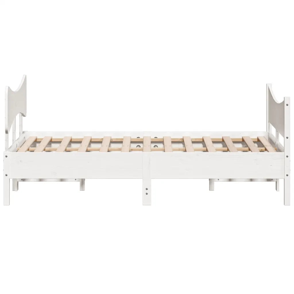 Letto matrimoniale | Letto per adulti | Giroletto senza Materasso Bianco 140x200 cm Legno Massello Pino