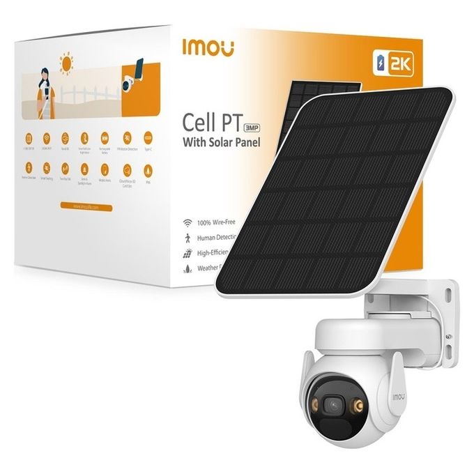 Imou Cell PT Kit - Telecamera da Esterno a batteria con risoluzione 2K (3MP), Rilevamento Movimento/Umano, Visione Notturna a Colori, Audio Bidirezionale, IP66