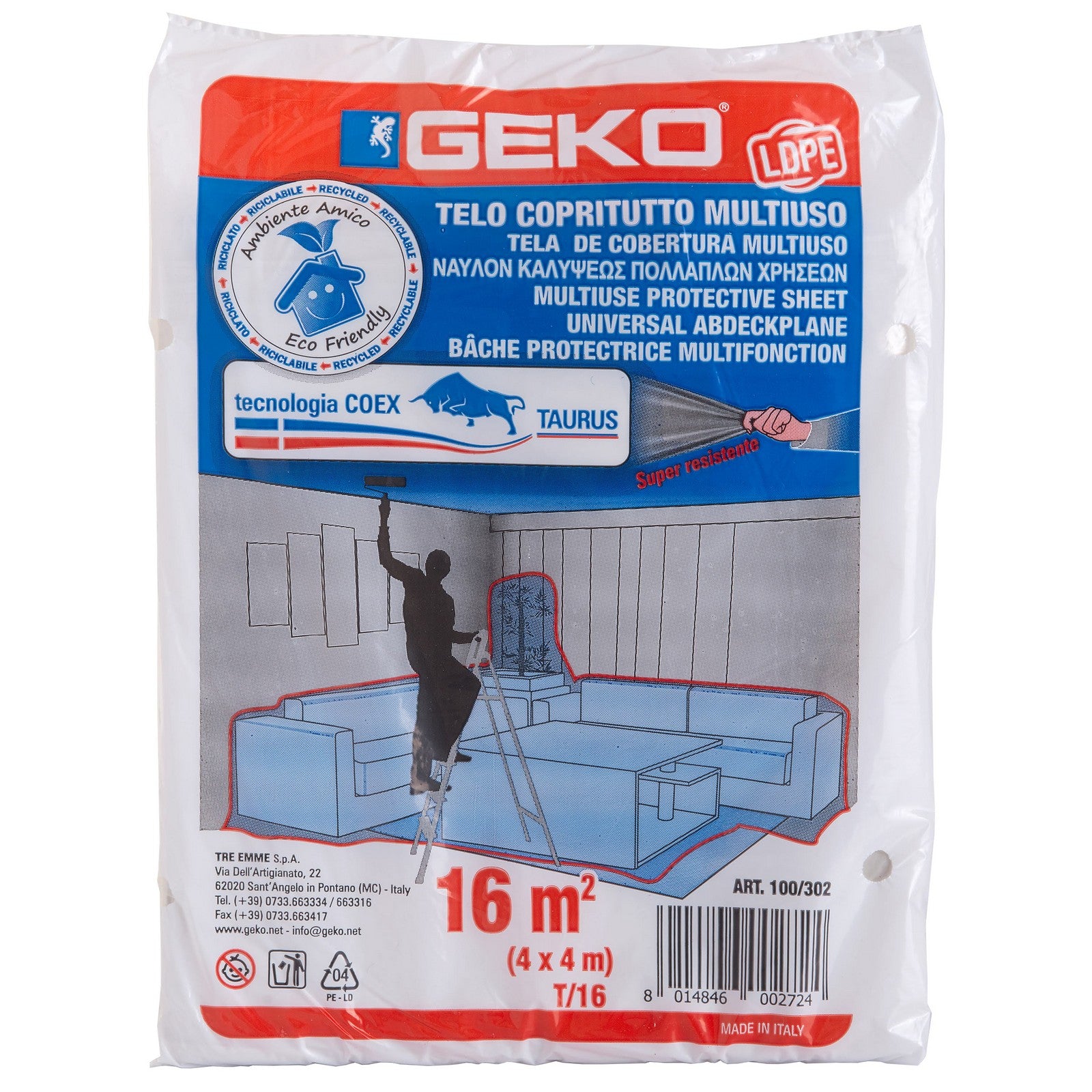 telone copritutto polietilene 4x 4 m 150 g 10my cod:ferx.19684