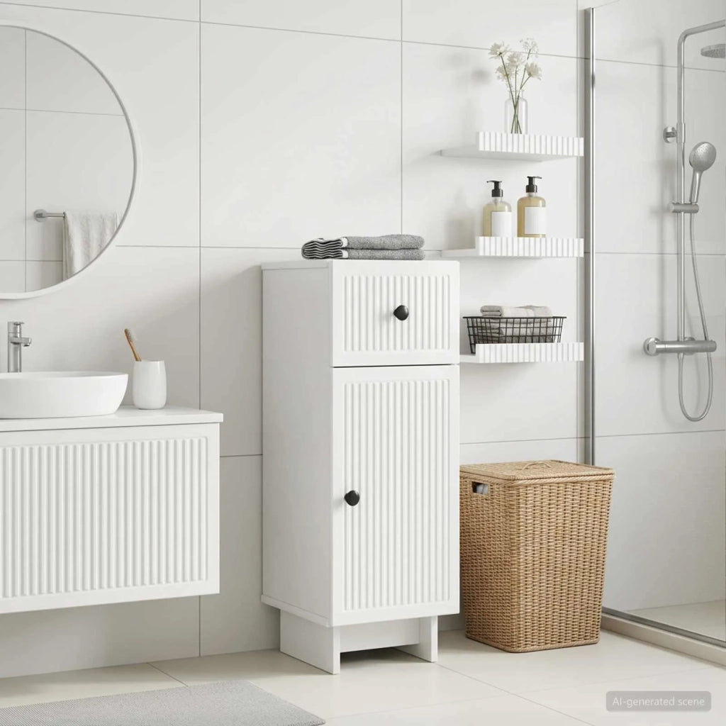 Mobiletto da Bagno EDE Bianco Lucido 30 x 31 x 80 cm 895949