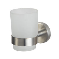 Porta spazzolini con bicchiere satinato steel - fissaggio ad incollo o con viti