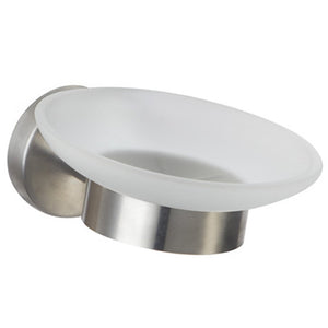 Porta sapone con bicchiere satinato serie steel - fissaggio ad incollo o con viti