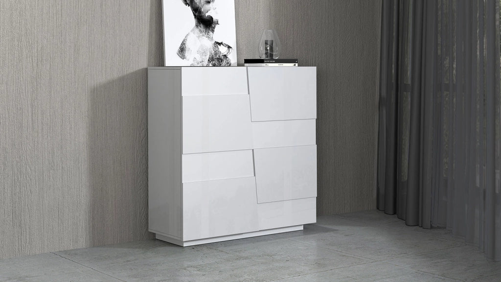 Credenza 2 Ante 120x44x126 cm Pongo 2A Bianco Lucido