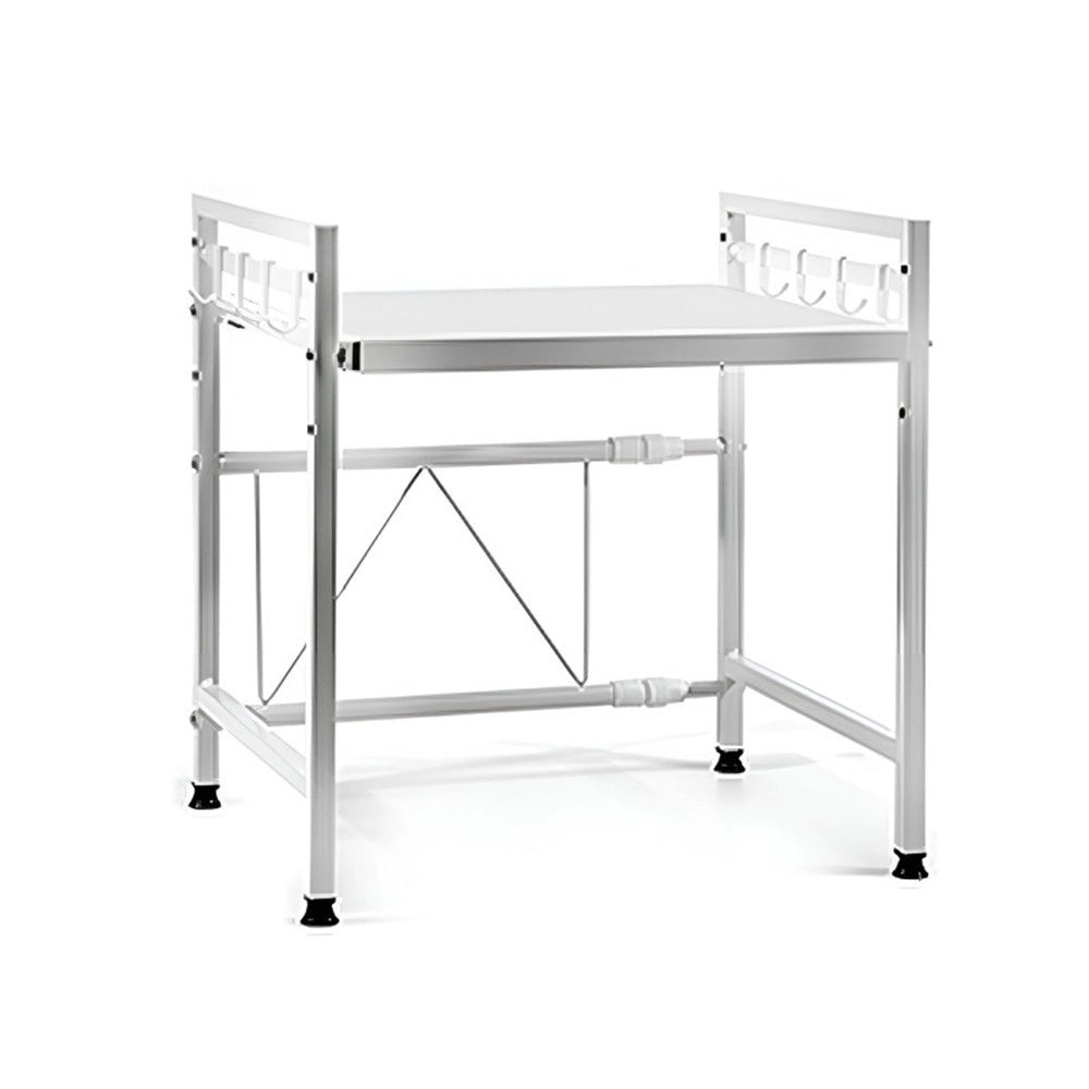 Trade Shop - Mensola Allungaile Da 40-65cm Salvaspazio Con 8 Ganci Per Appendere Utensili Arredo Casa -