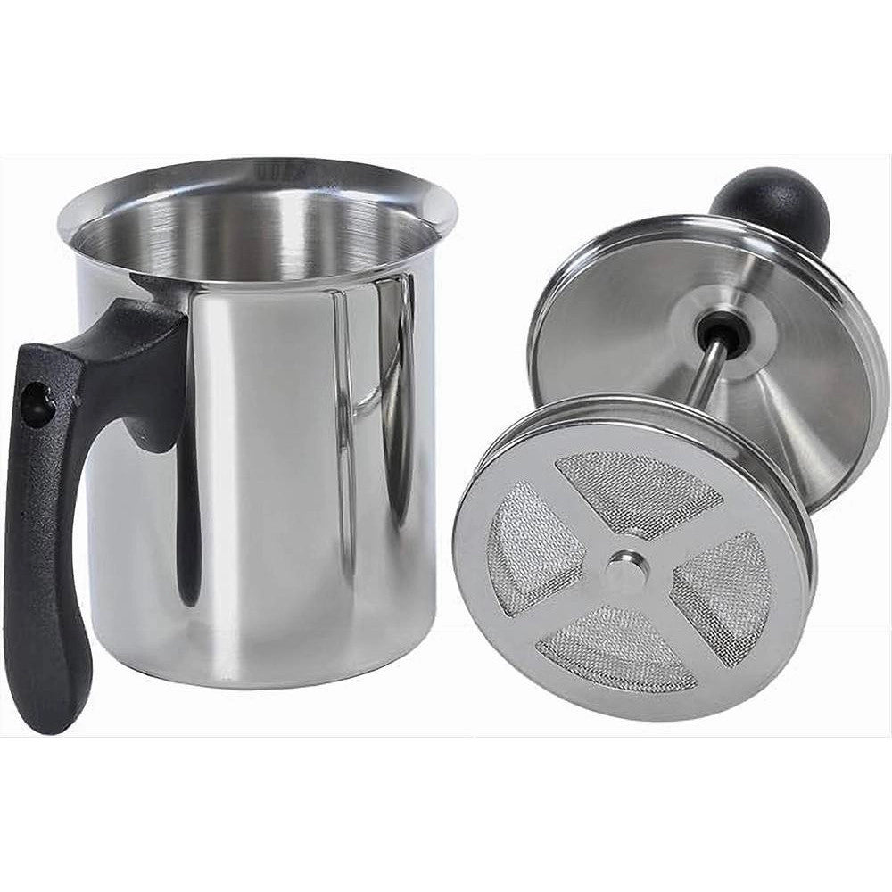 Trade Shop - Cappucciniera Con Doppio Filtro 3 Tazze Da 40 Cl In Acciaio Utensile Colazione -