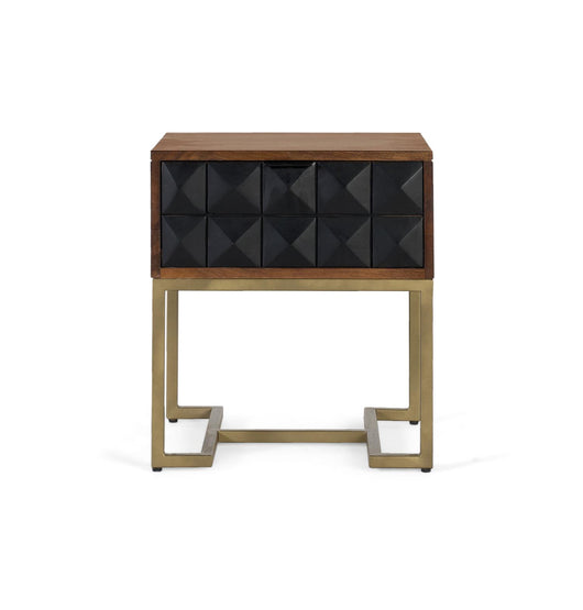 Comodino intagliato e realizzato a mano con gambe dorate