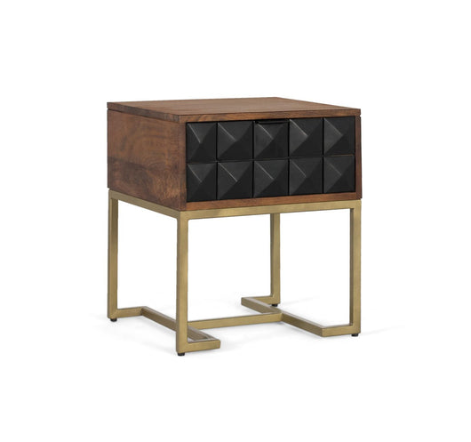 Comodino intagliato e realizzato a mano con gambe dorate