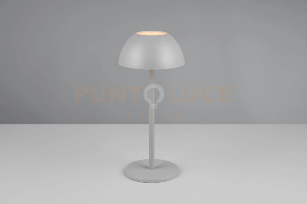 RICARDO LAMPADA DA TAVOLO RICARICABILE METALLO E PLASTICA GRIGIO REGOLAZIONE INTESITA' TOUCH IP 54 H.30CM LED 3000K 240LM 1,7W
