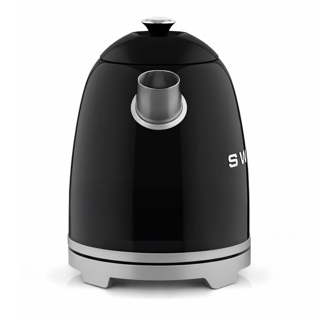Bollitore elettrico vintage KTS7, 1 L, acciaio inox, 1000 W,Base girevole a 360°, Nero