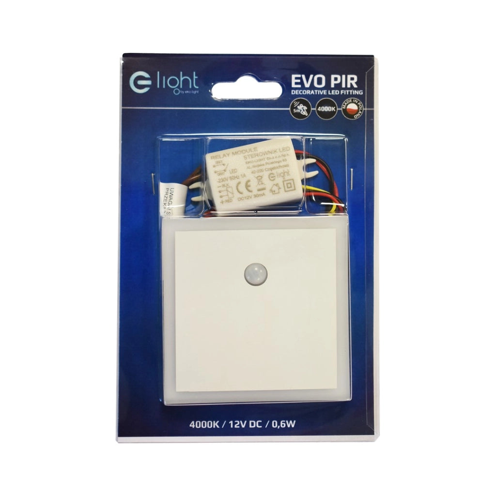 Luce scala LED quadrata bianca sensore 0,6W Eko-Light