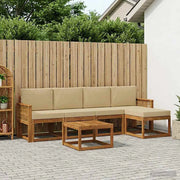 Set di divani da esterno 6 pz Naturale e Beige Poliestere 3385159