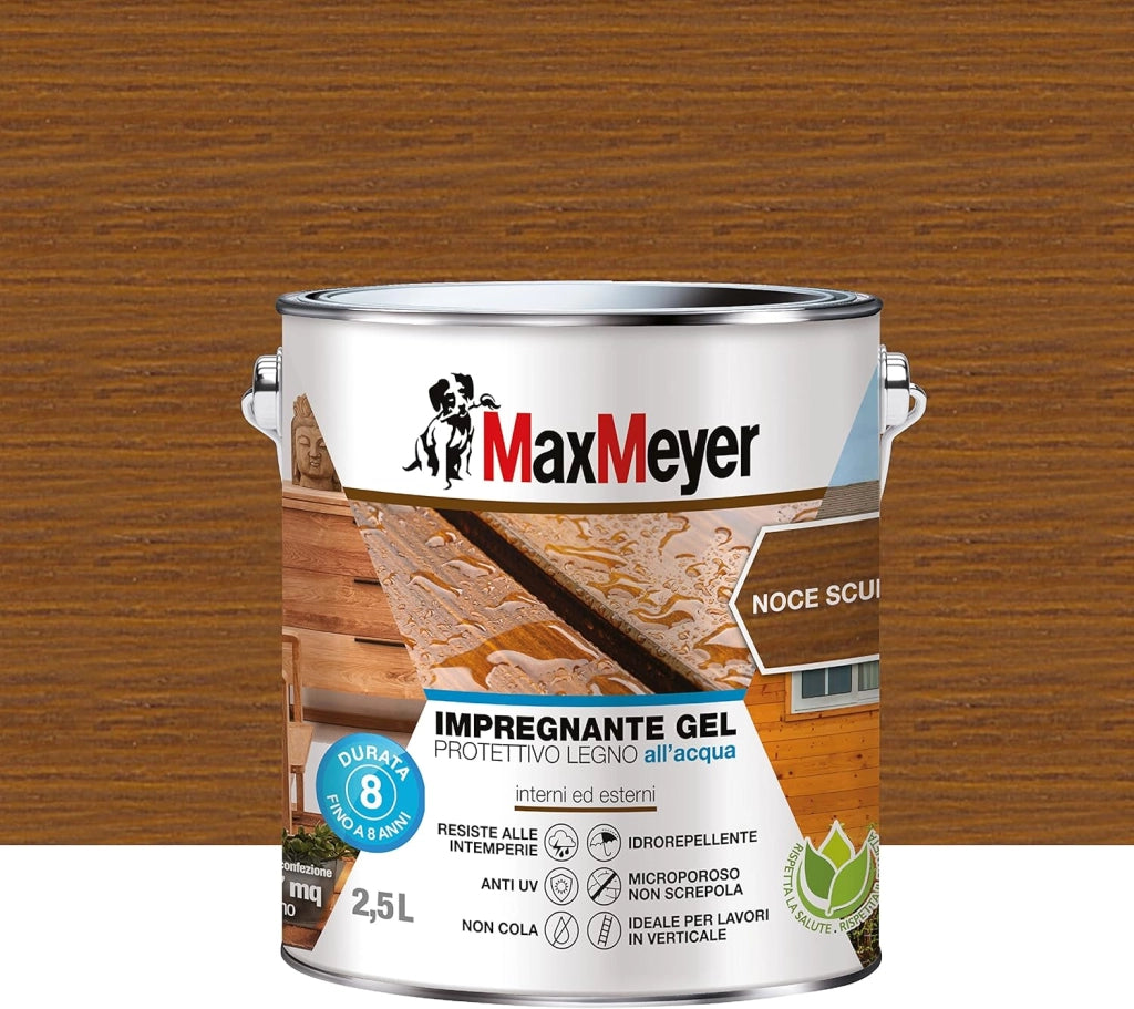 Impregnante Protettivo Legno All'acqua, Noce Scuro, 2.5L