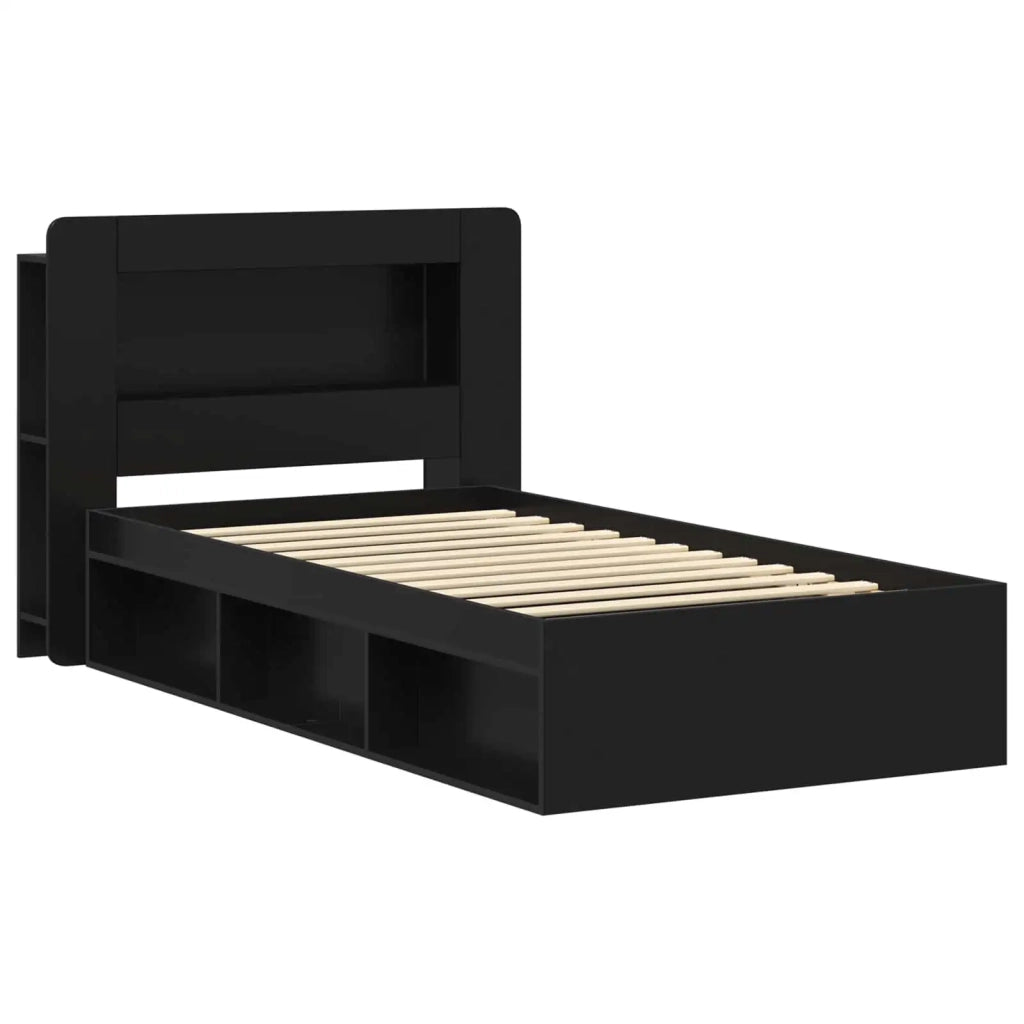 Telaio del letto con storage con testiera Nero 100 x 200 cm