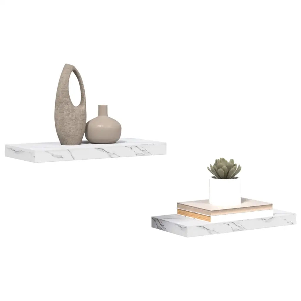 Scaffale da parete 2 pcs Marmo Bianco 50 x 23,5 x 4 cm 42019966