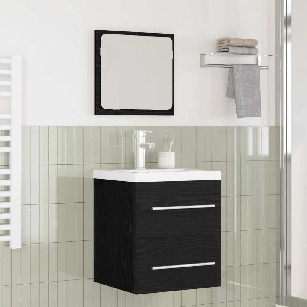 Set di mobili per il bagno 2 pcs Rovere Nero Legno multistrato 3393508