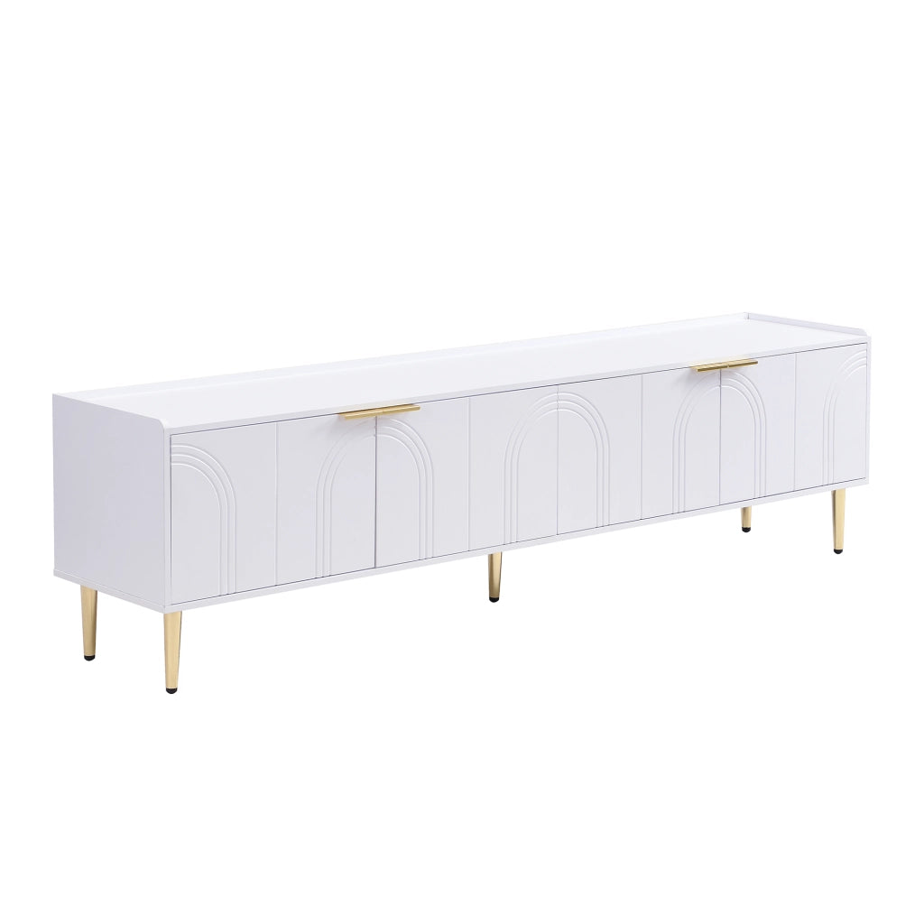 MOBILE TV 170x35x47,5 cm Bianco MDF con dettagli dorati