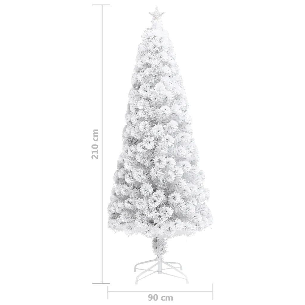 Albero Natale Preilluminato Bianco 210 cm in Fibra Ottica 328452