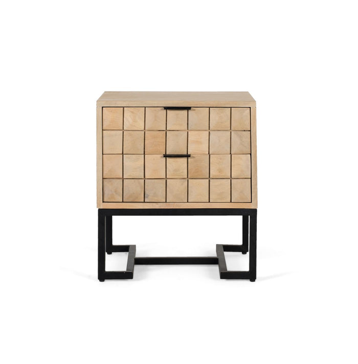 Comodino fatto a mano in legno di mango con venature naturali