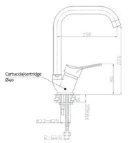 Rubinetto miscelatore cucina canna squadrata a ponte