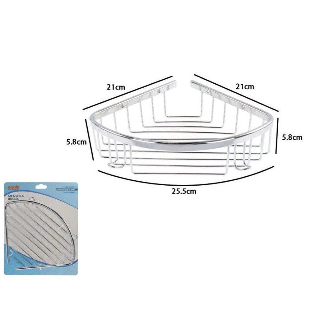 Trade Shop - Mensola Angolare Per Doccia Bagno Cromata Lucida Cestino Porta Oggetti Acciaio 87901 -