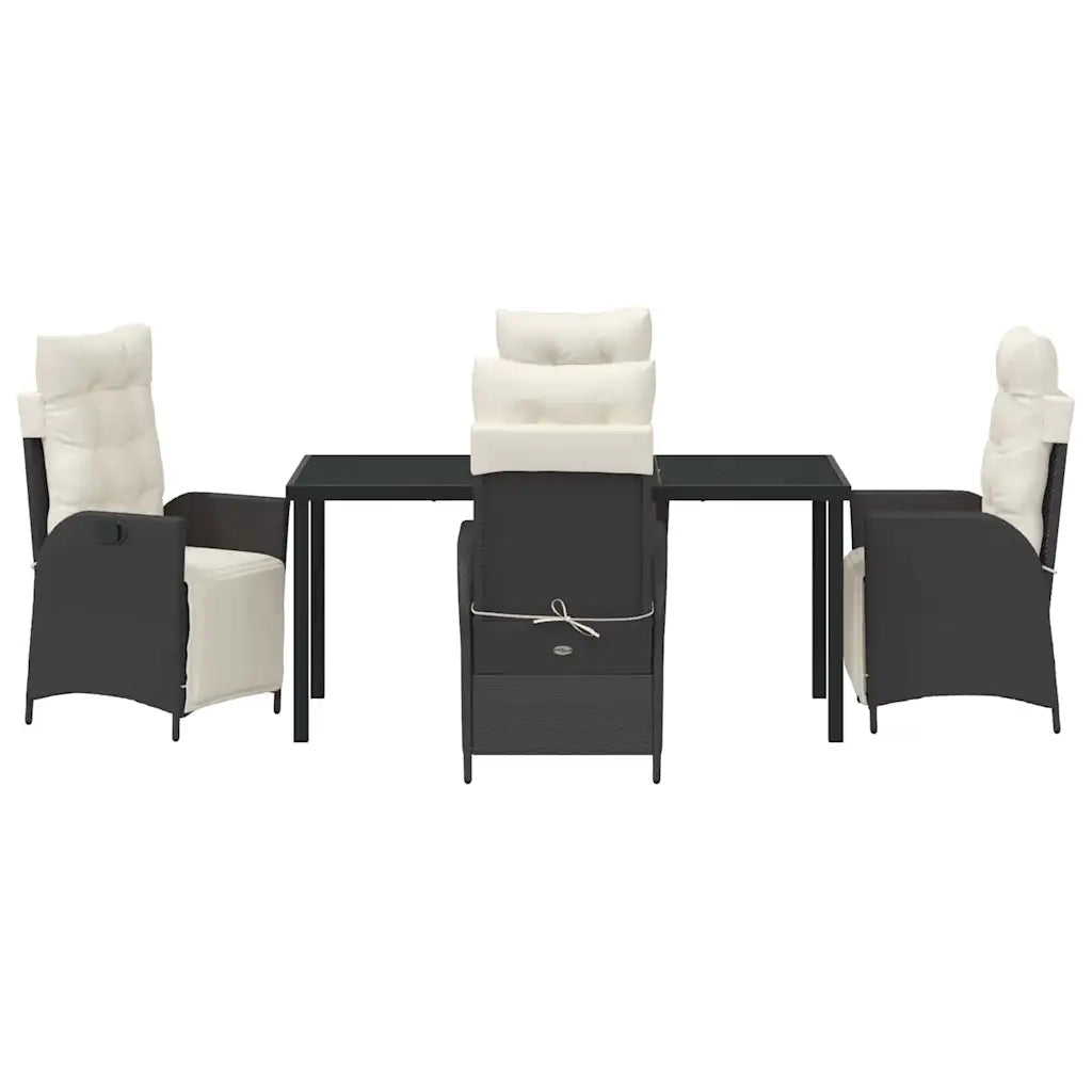 Set da Pranzo per Giardino con cuscino 5 pcs Nero polyrattan 3380529