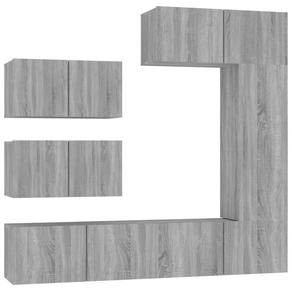 Set di Mobili Porta TV 6 pz Grigio Sonoma in Legno Multistrato