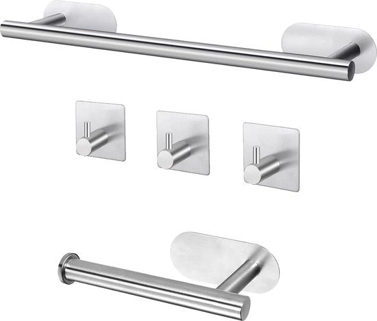 Kit di 5 pezzi di asciugamani autoadesivi per accessori da bagno - 16 pollici/40 cm - fissati con del vetroresina - 304 acciaio inossidabile - senza forature