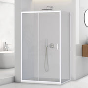 Box doccia angolare 80x100 in vetro temperato trasparente scorrevole con profili bianchi Tay
