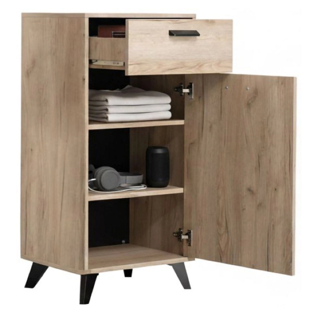 Sezzadio, Mobile da Ingresso un Cassetto, 53.5x35x100.5h cm Marrone Rovere