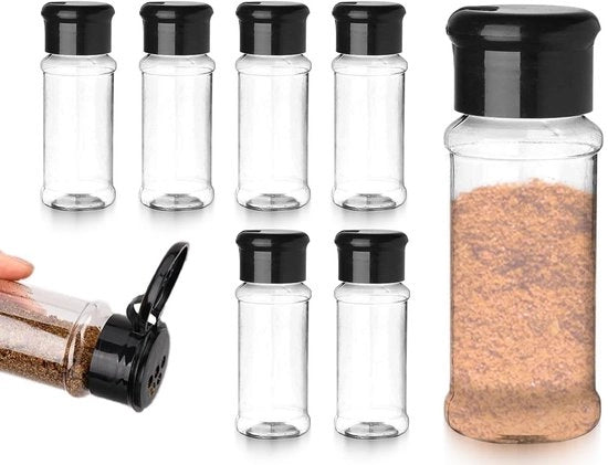 Set di contenitori per erbe in plastica trasparente, 6 pezzi, contenitore vuoto 100 ml, di alta qualità, sostenibile