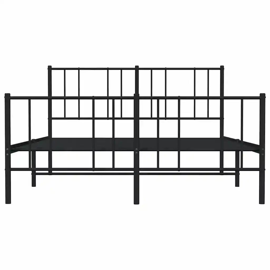 Giroletto con Testiera e Pediera-Struttura Letto Metallo Nero 120x200 cm 857936